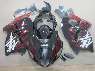 1996-2007 Black Red Flame GSXR 1300 Hayabusa Motorcycle Bodywork