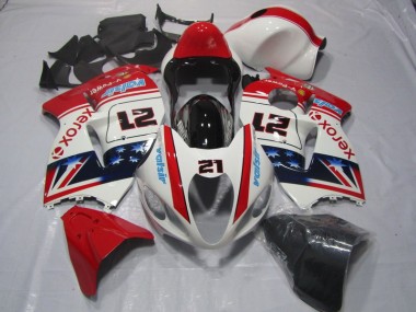 1996-2007 White Red Xerox 21 GSXR 1300 Hayabusa Motorcycle Fairings