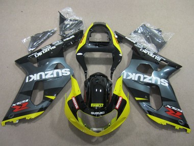 2001-2003 Black Yellow Motul GSXR 600 Motorcycle Fairings