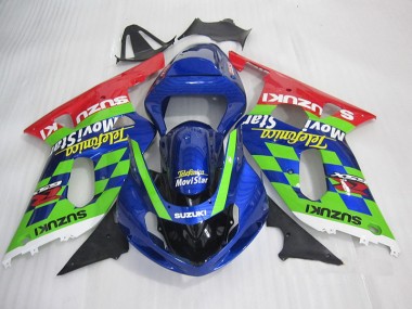 2001-2003 Blue Green Red Telefumia Movistar GSXR 600 Motorcycle Fairings