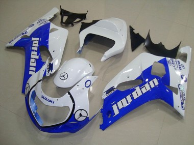 2001-2003 Blue White Jordan GSXR 750 Motorcycle Fairings