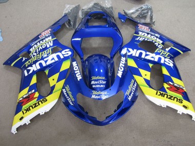 2001-2003 Blue Yellow Telefumia Movistar GSXR 600 Motorcycle Fairings