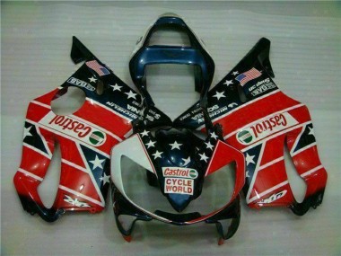 2001-2003 Red White Blue Castrol Cycle World CBR600 F4i Motorcycle Fairings