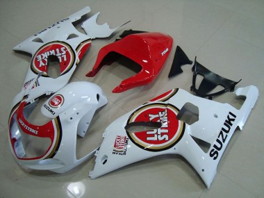 2001-2003 Red White Lucky Strike GSXR 750 Motorcycle Fairings