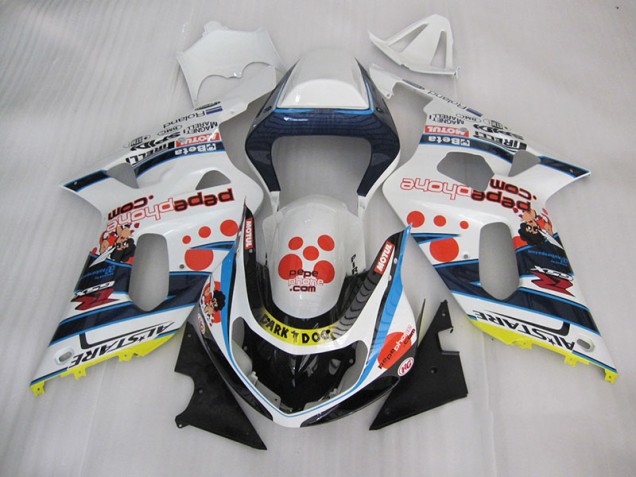 2001-2003 White Blue Dark Dog GSXR 600 Motorcycle Fairings