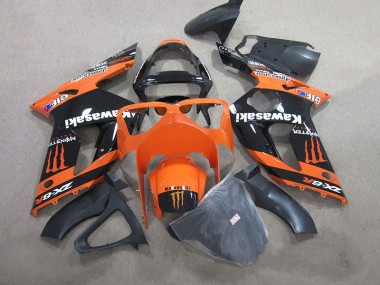 2003-2004 Black Orange Monster ZX6R Motorcycle Fairings