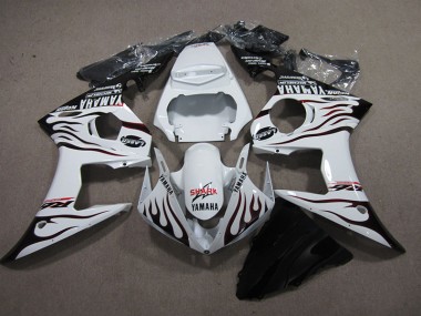 2003-2005 White Black Flame Shark YZF R6 Motorcycle Fairings