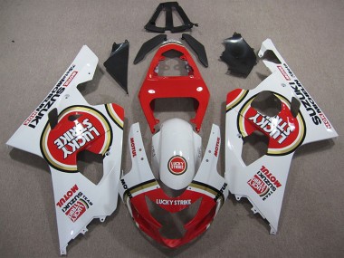 2004-2005 Red White Lucky Strike Motul GSXR 600 Motorcycle Fairings