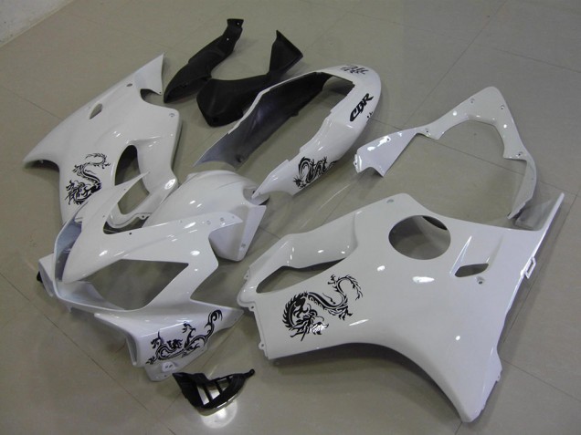 2004-2007 White with Black Dragon CBR600 F4i Motorcycle Fairings