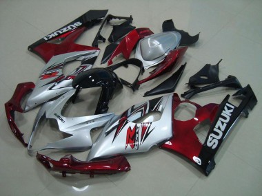 2005-2006 Silver Red GSXR 1000 Motorcycle Fairings