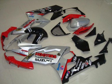 2005-2006 Silver and Red GSXR 1000 Motorcycle Fairings