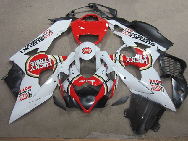 2005-2006 White Lucky Strike Red Motul GSXR 1000 Motorcycle Fairing