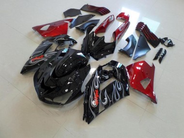 2006-2011 Black Nd Red Silver Flame ZX14R ZZR1400 Motorcycle Fairings