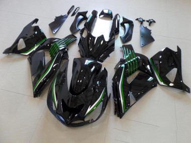 2006-2011 Glossy Black with Green Line ZX14R ZZR1400 Motorcycle Fairings