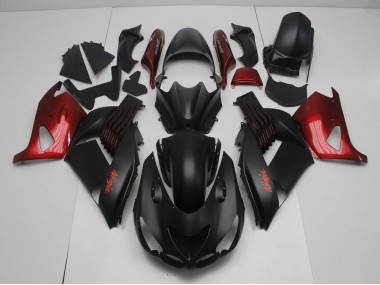 2006-2011 Matte Black and Red ZX14R ZZR1400 Motorcycle Fairings