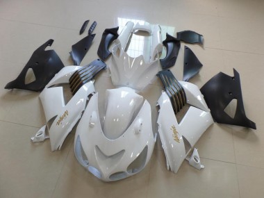 2006-2011 White and Matte Black ZX14R ZZR1400 Motorcycle Fairings