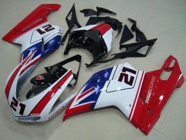 2007-2014 Black White Red 21 Ducati 848 1098 1198 Motorcycle Fairings