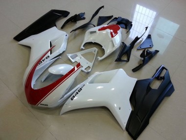 2007-2014 Matte Black White with Red Stripe Ducati 848 1098 1198 Motorcycle Fairings