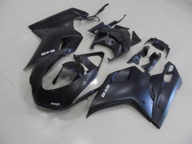 2007-2014 Matte Black with White 848 Ducati 848 1098 1198 Motorcycle Fairings