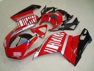 2007-2014 Red White Ducati 848 1098 1198 Full Motorcycle Fairing Kits