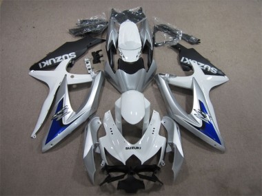 2008-2010 Silver Blue White GSXR 600 Motorcycle Fairings