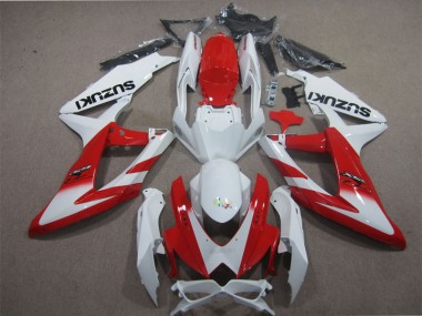 2008-2010 White Red GSXR 600 Motorcycle Fairings