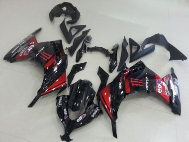 2013-2016 Black Red Monster ZX300R Motorcycle Fairings